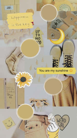 Vintage Pastel Yellow Collage Aesthetic Wallpaper