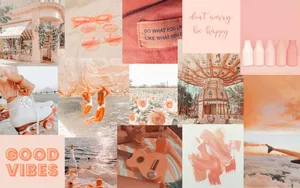 Vintage Peach Aesthetic Collage Wallpaper