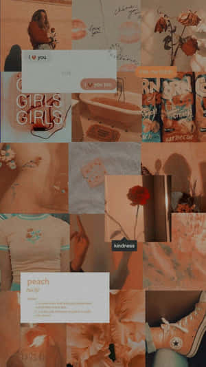 Vintage Peach Collage Aesthetic.jpg Wallpaper