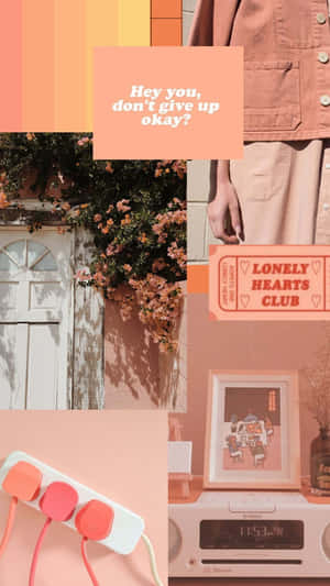 Vintage Peach Inspiration Collage Wallpaper