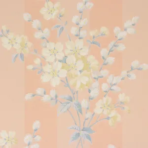 Vintage Peach White Flowers Wallpaper