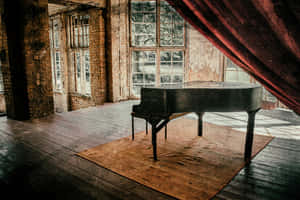 Vintage Pianoin Abandoned Room Wallpaper