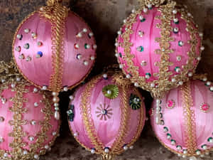 Vintage Pink Christmas Ornaments Wallpaper