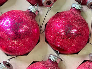 Vintage Pink Christmas Ornaments Wallpaper