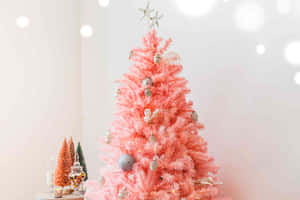 Vintage Pink Christmas Tree Decor Wallpaper