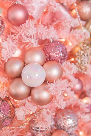 Vintage Pink Christmas Tree Decorations Wallpaper