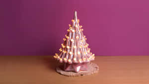 Vintage Pink Christmas Tree Lights Wallpaper