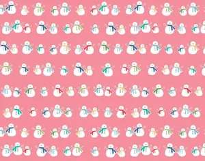 Vintage Pink Snowman Pattern Wallpaper