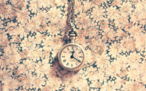 Vintage Pocket Watchon Floral Background Wallpaper