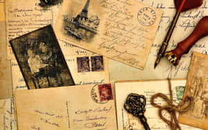 Vintage_ Postcard_ Collage Wallpaper