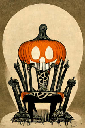 Vintage Pumpkin King Illustration Wallpaper