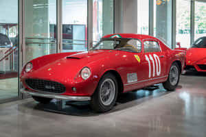 Vintage Red Ferrari Petersen Automotive Museum Wallpaper