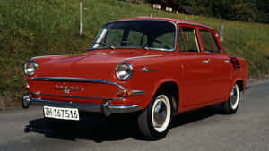 Vintage Red Skoda1000 Mb Wallpaper