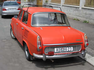 Vintage Red Skoda1000 Mb Wallpaper