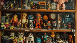 Vintage Robot Toy Collection Wallpaper