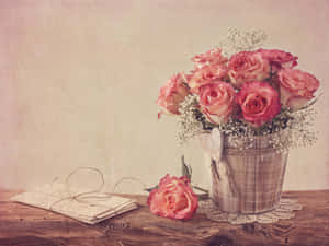 Vintage Rose Still Life Wallpaper