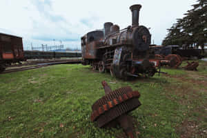 Vintage_ Rusty_ Steam_ Locomotive_ Outdoors Wallpaper