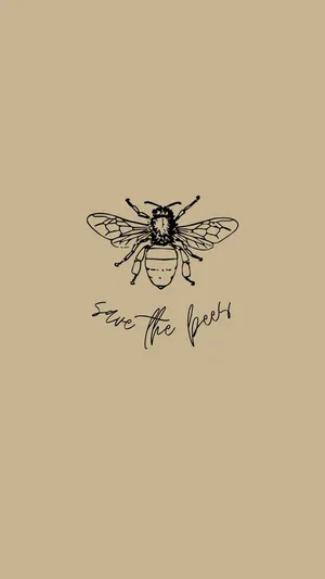Vintage Save The Bees Illustration Wallpaper