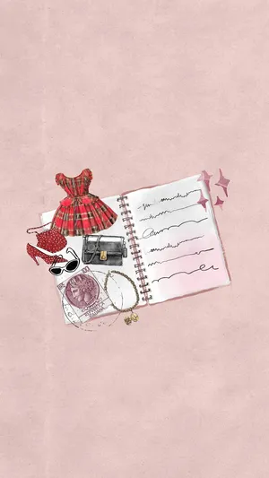 Vintage Schoolgirl Aesthetic Flatlay Wallpaper
