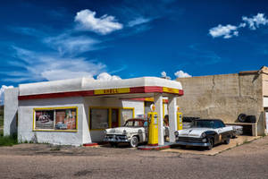 Vintage Shell Gas Station Wallpaper