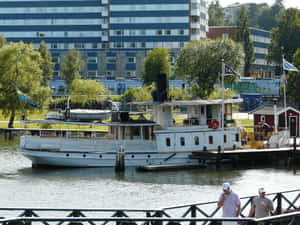 Vintage Steamboat Dockedin Sodertalje Sweden Wallpaper