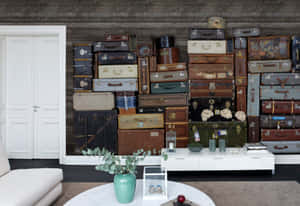 Vintage Suitcase Wall Display Wallpaper