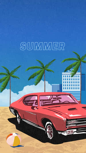Vintage Summer Beach Car Aesthetic.jpg Wallpaper