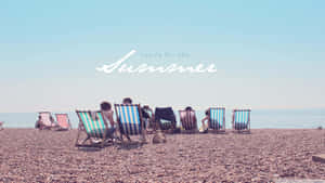 Vintage Summer Beach Deckchairs Wallpaper