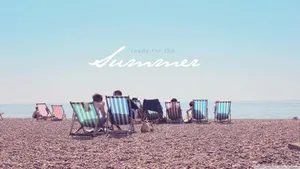 Vintage Summer Beach Deckchairs Wallpaper