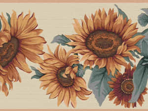 Vintage Sunflower Pattern Texture Wallpaper