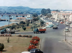 Vintage Tauranga Waterfront Street View Wallpaper