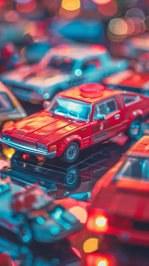 Vintage Toy Cars Collection Bokeh Wallpaper