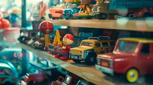 Vintage Toy Collection Shelf Wallpaper