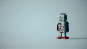 Vintage Toy Roboton Plain Background Wallpaper