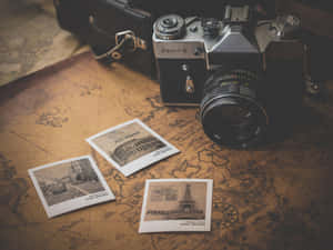 Vintage Travel Cameraand Postcards Wallpaper