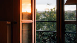 Vintage Window With Morning Glory Vibe Wallpaper