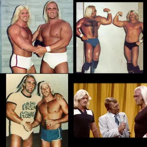 Vintage Wrestling Duo Collage Wallpaper