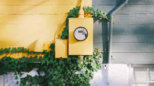 Vintage Yellow Utility Boxand Ivy Wallpaper