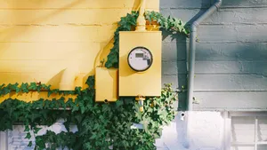 Vintage Yellow Utility Boxand Ivy Wallpaper