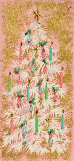 Vintage50s Christmas Tree Illustration Wallpaper