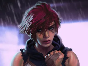 Violet Arcane Making A Fist Fanart Painting Wallpaper