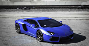 Violet Blue Lamborghini Aventador Model Wallpaper