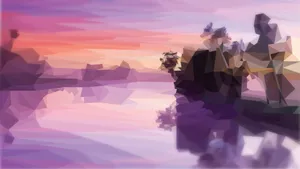 Violet Landscape Low Poly Wallpaper