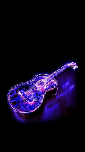 Violet Neon Guitar Aesthetic Portrait Wallpaper