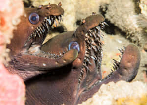 Viper Moray Eel Baring Teeth Wallpaper