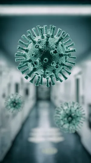 Viral Particlesin Hallway Wallpaper