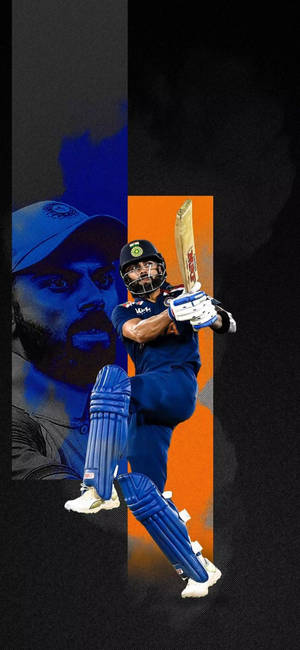 Virat Kohli Hd Blue Orange Art Wallpaper