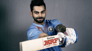 Virat Kohli Hd Mrf Bat Wallpaper