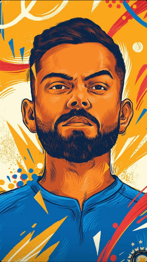 Virat Kohli Hd Orange Blue Art Wallpaper