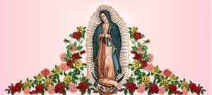 Virginof Guadalupewith Roses Wallpaper